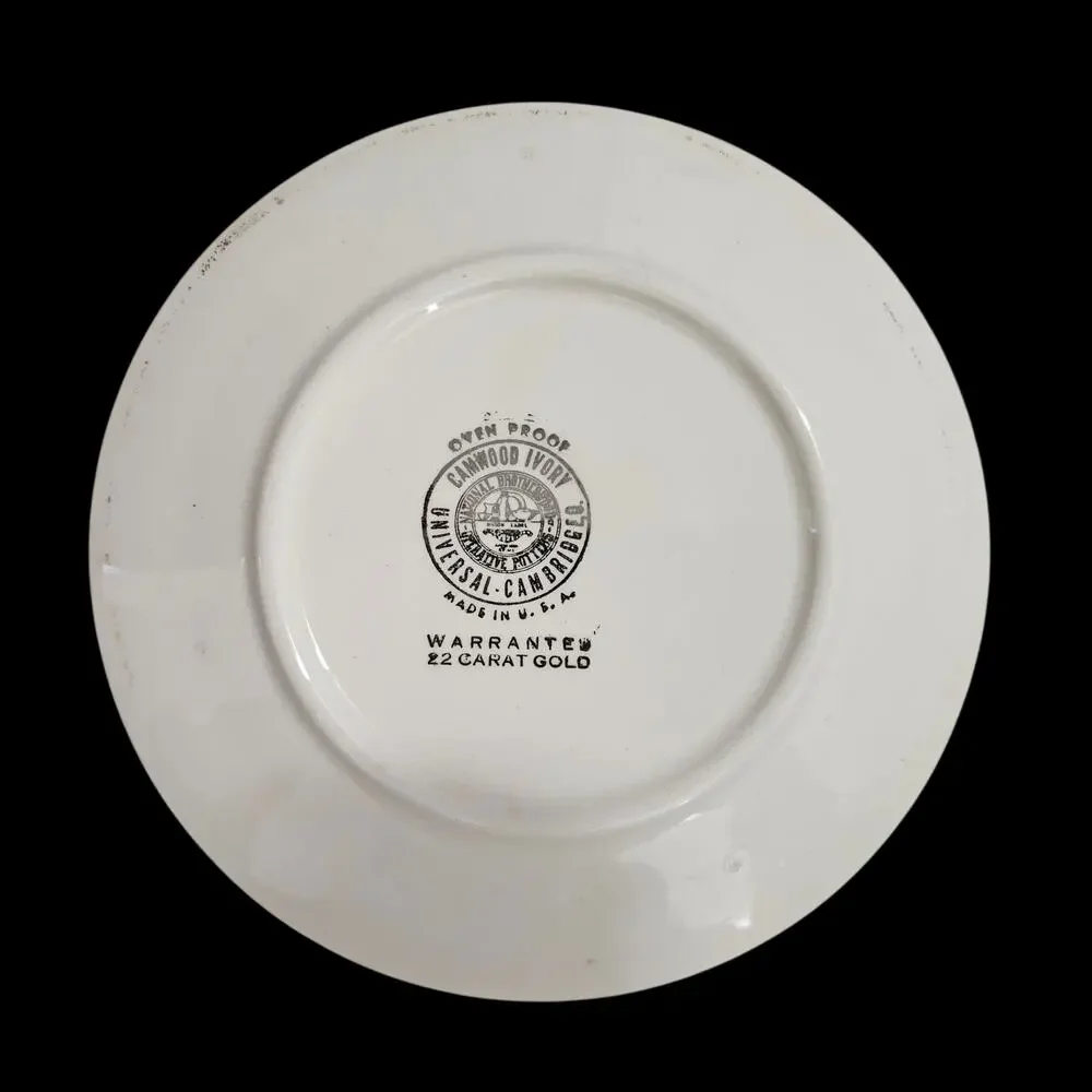 Universal Cambridge Canwood Ivory Bread Dessert Plate 22K Gold Trim Crazing